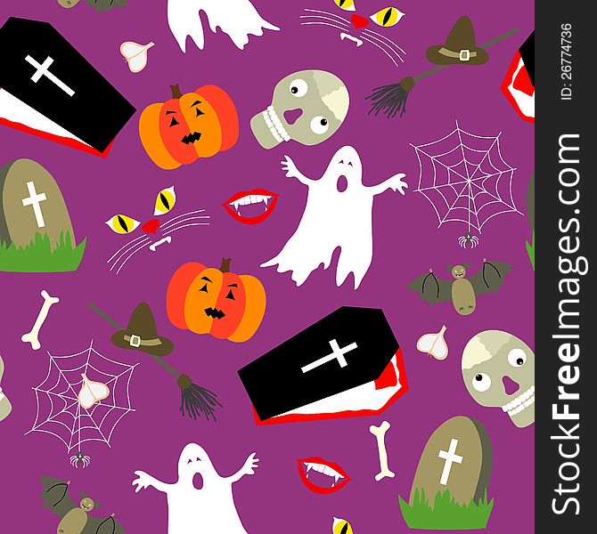 Colored Halloween Seamless Pattern