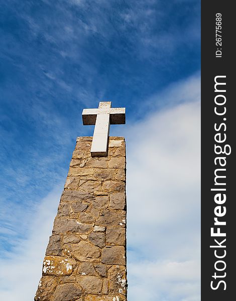 Cross monument in the most western point of Europe - Cabo da Roca, Portugal. Cross monument in the most western point of Europe - Cabo da Roca, Portugal