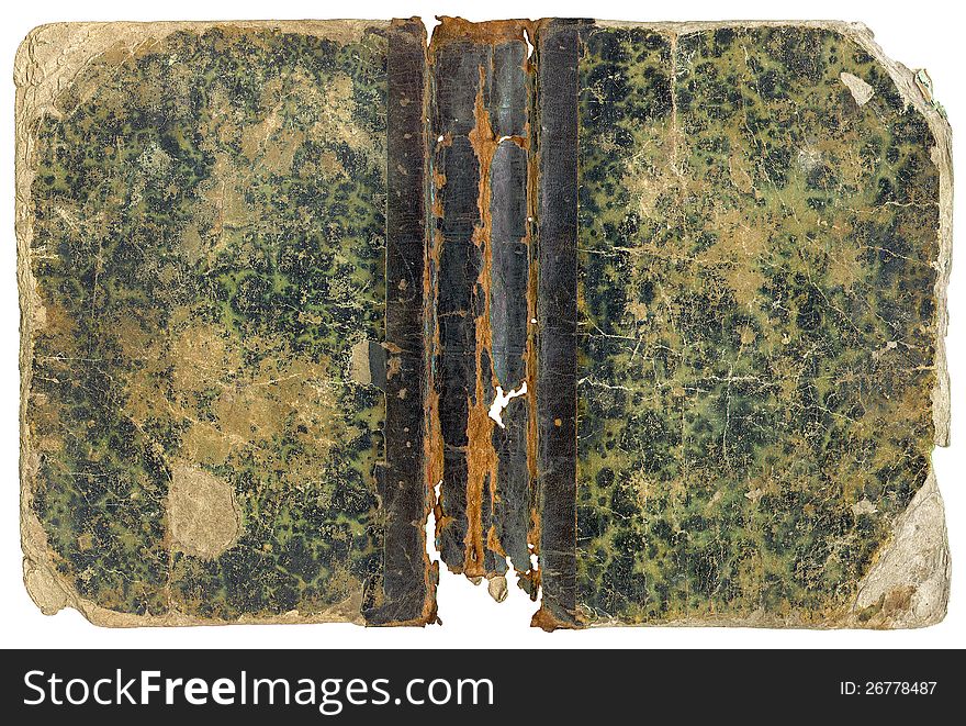 Old, dilapidated book cover isolated on white background. Old, dilapidated book cover isolated on white background