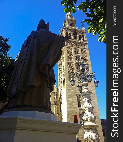 The bell tower of the Cathedral of Seville,Spain. The bell tower of the Cathedral of Seville,Spain