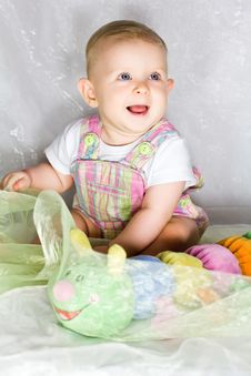 Little Girl With Toy Caterpillar Royalty Free Stock Images Little Girl With Toy Caterpillar Royalty Free Stock Images