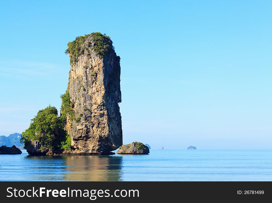 Stone rock in the sea. Krabi Province, Thailand.