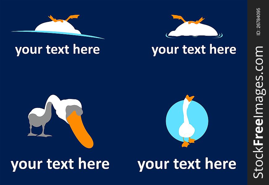 This image presents a set of 4 goose or duck logos. This image presents a set of 4 goose or duck logos