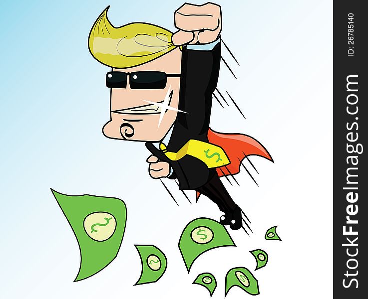 Super Business Man is a cartoon vector concept about business man to be success or to be number one