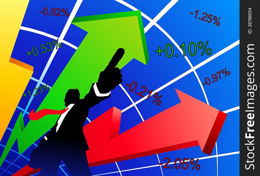 Abstract illustration describing the conquest of the stock markets. Available in vector EPS format