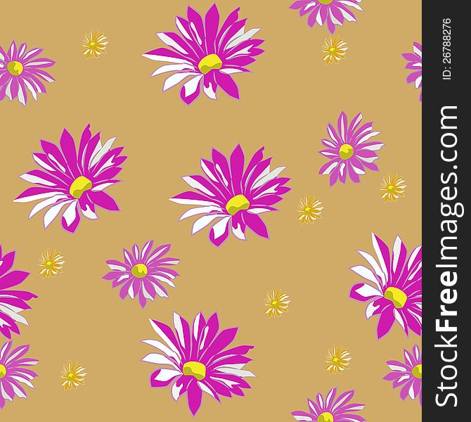 Floral seamless texture with pink and yellow asters