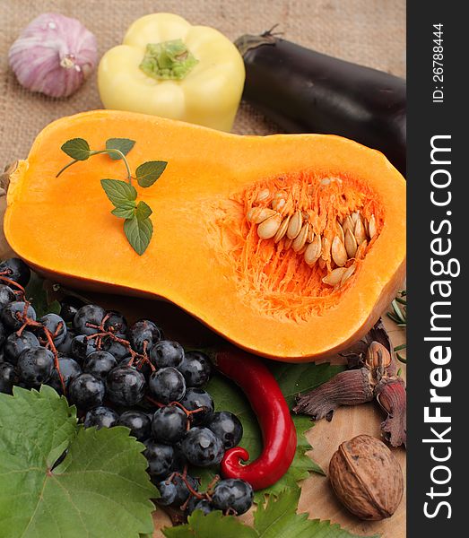 Autumn fruits and vegetables