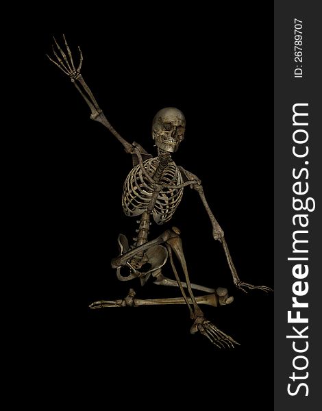 A skeleton in a pose for halloween. A skeleton in a pose for halloween