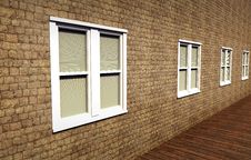 White, Closed Windows In A Stone Wall Royalty Free Stock Images