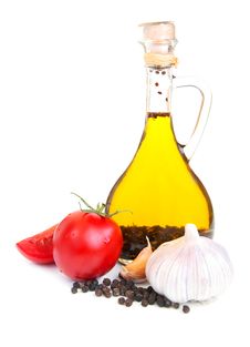 A Bottle Of  Olive Oil Royalty Free Stock Photos