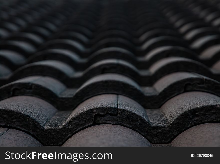 The old black roof tile in bangkok, Thailand