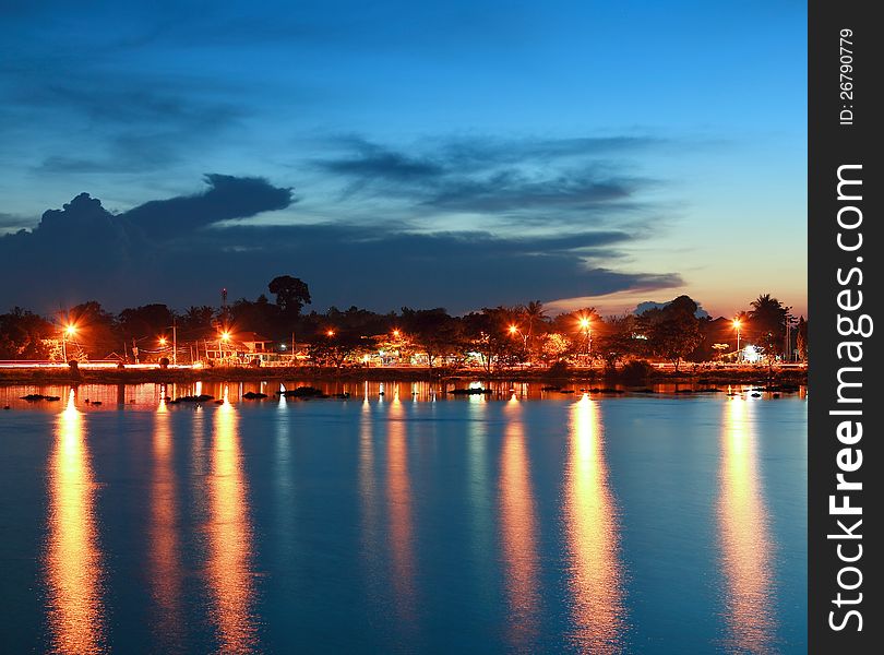 Night scenery along the river