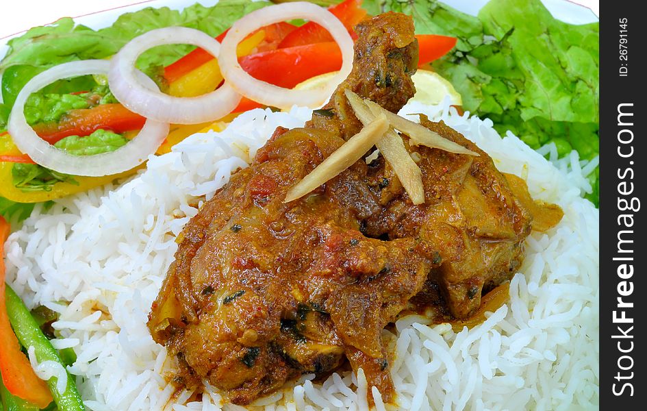 India Dish of Chicken curry with Rice