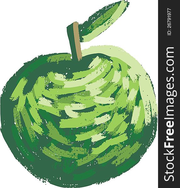 Vector drawing of a green apple.