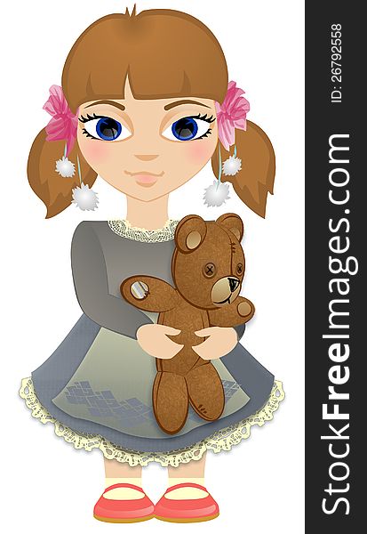 Boho Baby Girl With Bear