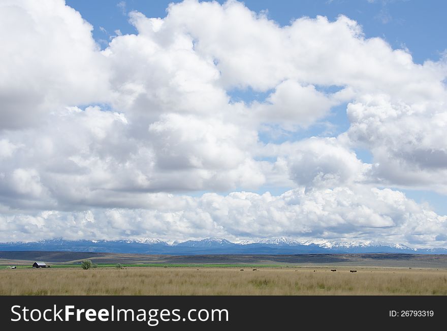 Snow-capped mountain range in Oregon