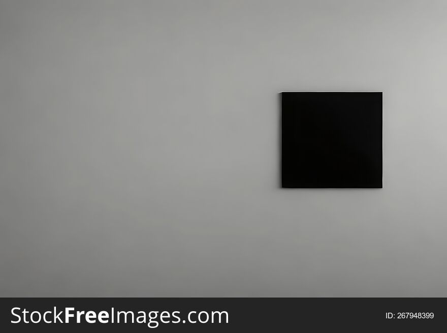 Square Black Box On Gray Background.3D Illustration. Top View