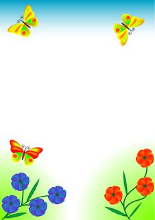 Flowers, Butterfly, Grass Stock Photography Flowers, Butterfly, Grass Stock Photography