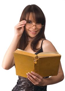 The Girl With Book Stock Photos