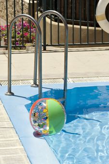Inflatable Ball In Pool Stock Photo