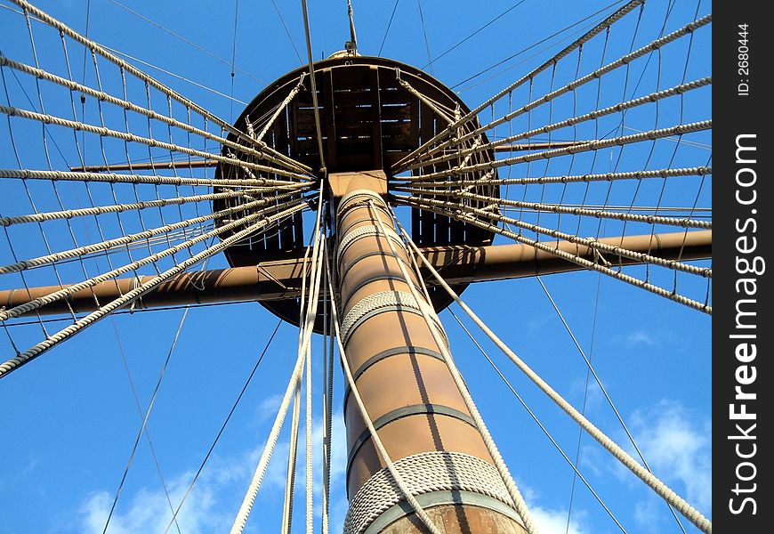 Ship Mast and Blue Sky in Port Genova(Italy) december 2005 .