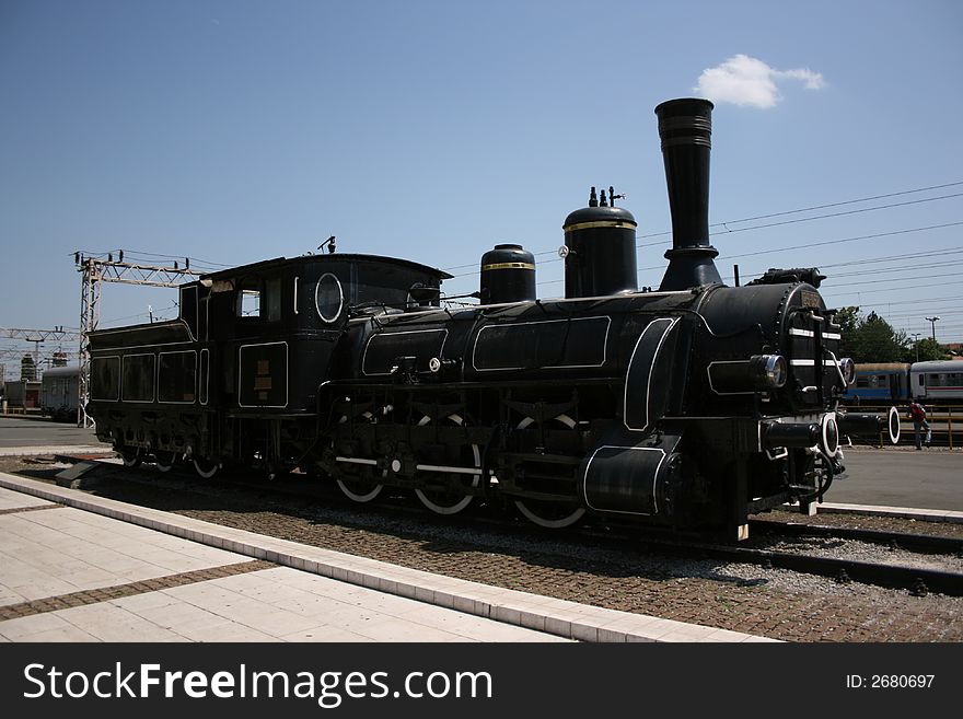 The old locomotive in railway station, Zagreb, Croatia