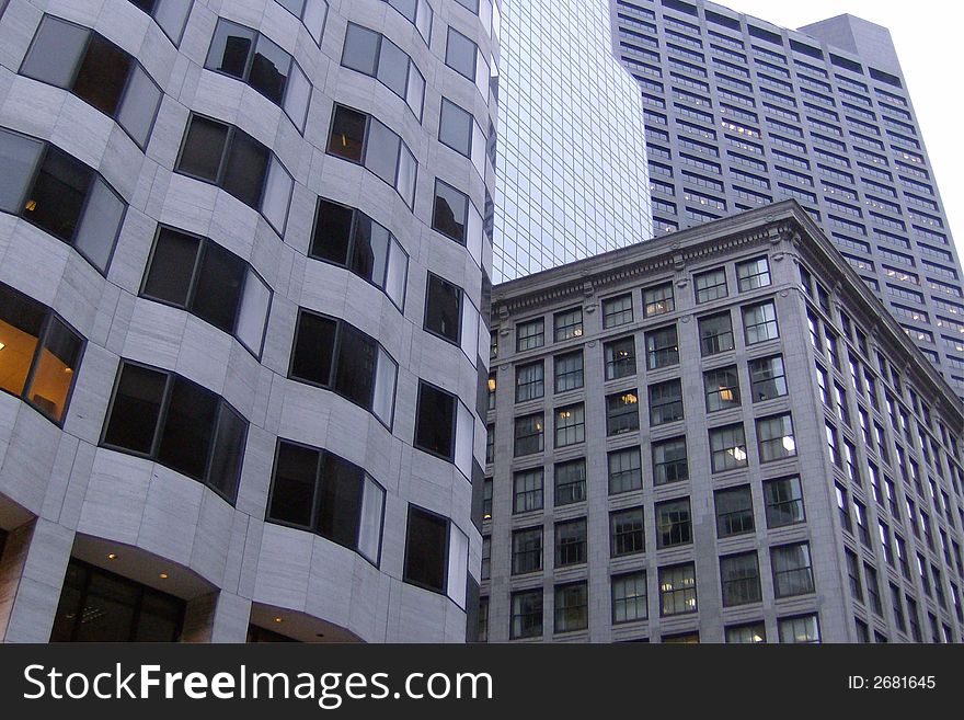 Offices in Boston in varying architectural styles. Offices in Boston in varying architectural styles
