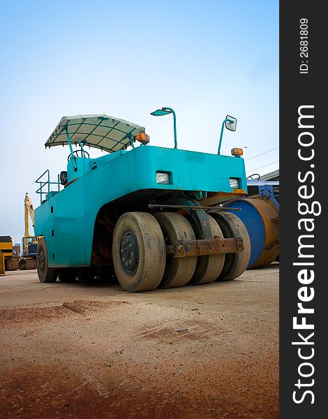 Road Reclaimer Machine in a construction site, flattening machine