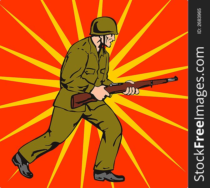 Vector art of a Soldier charging. Vector art of a Soldier charging