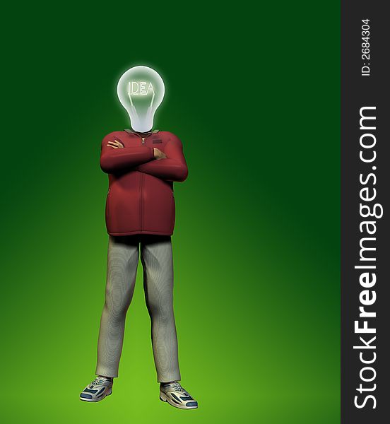 Hi-Res Bulb headed figure with IDEA filament. Hi-Res Bulb headed figure with IDEA filament