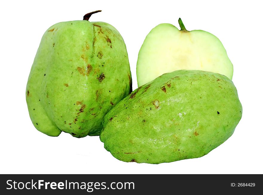 Seedless guava isolated on white