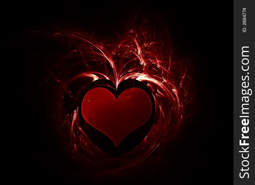 Fire and heart, background and art, special effect