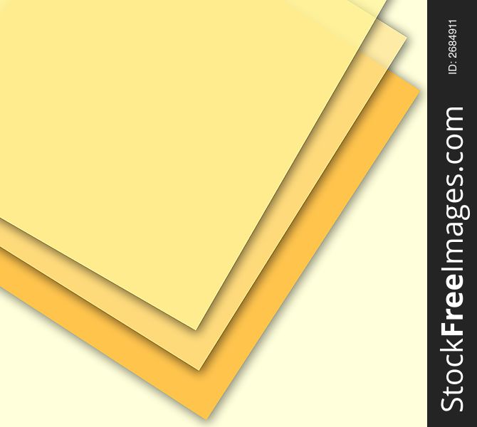 Abstract three blank pages on light yellow background