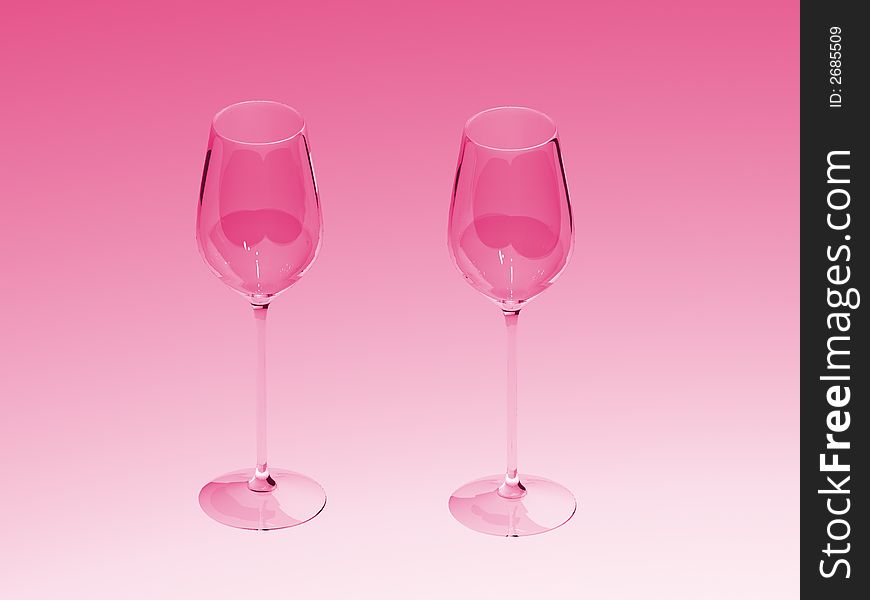 Wine glasses in pink light