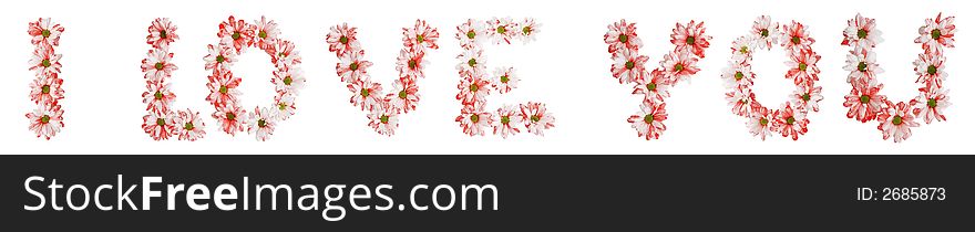 Text made from flower heads isolated on white. Full clipping path included. Text made from flower heads isolated on white. Full clipping path included.