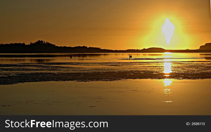 Sunrise reflection in the Lake Illawarra NSW Australia