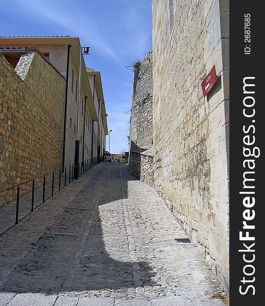 Narrow backstreet in Morella Spain. Narrow backstreet in Morella Spain