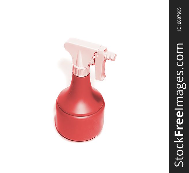 Photo of a water sprayer of red color for the plants, located on a white background. Photo of a water sprayer of red color for the plants, located on a white background