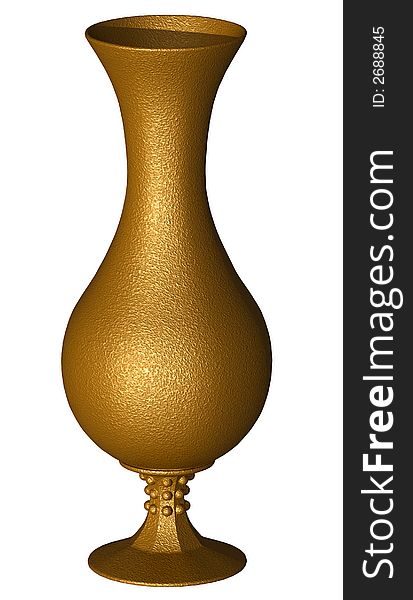 3d Golden Vase Isolated on White