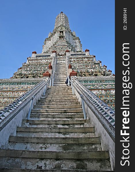 Steps leading to the top of Wat Arun in Bangkok