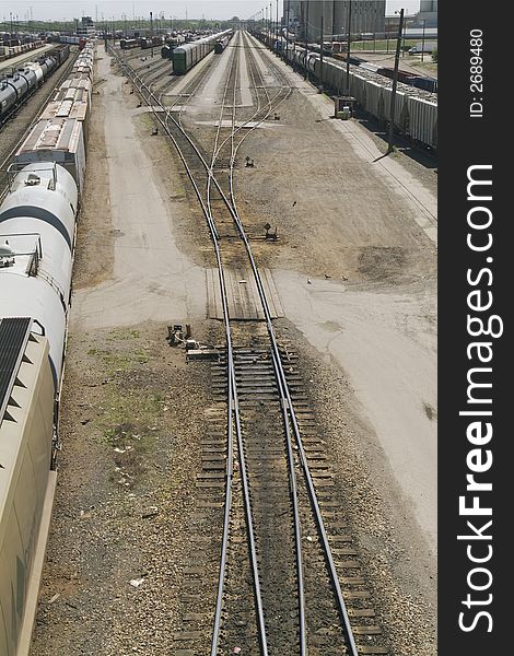 Alyth railyard in Calgary, Alberta on a summer day. Alyth railyard in Calgary, Alberta on a summer day.