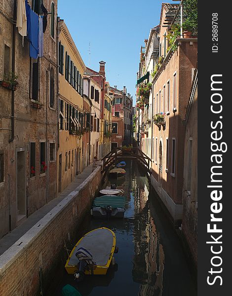 Narrow canal in Venice, Italy