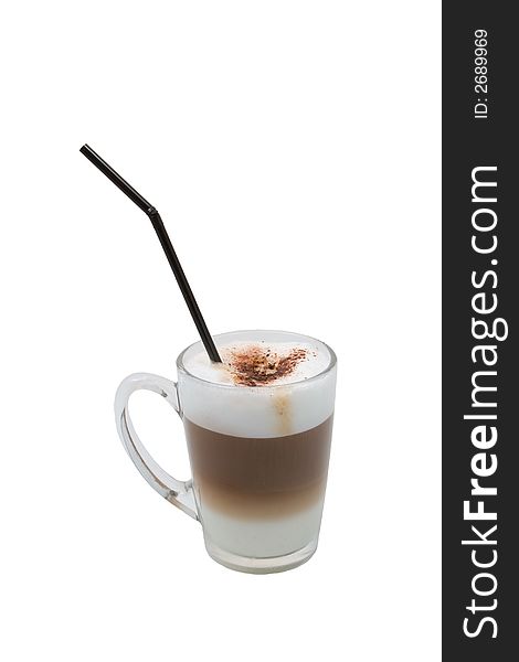 Cream cocktail with vodka, milk and coffee