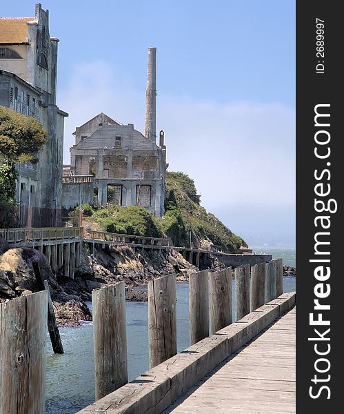 First view when arriving at Alcatraz. First view when arriving at Alcatraz