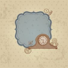 Vintage Card With Doodle Clock Royalty Free Stock Photo