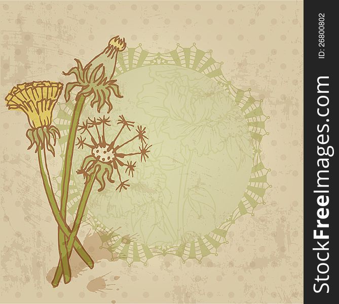 Vintage card with flowers and place for your text - Vector