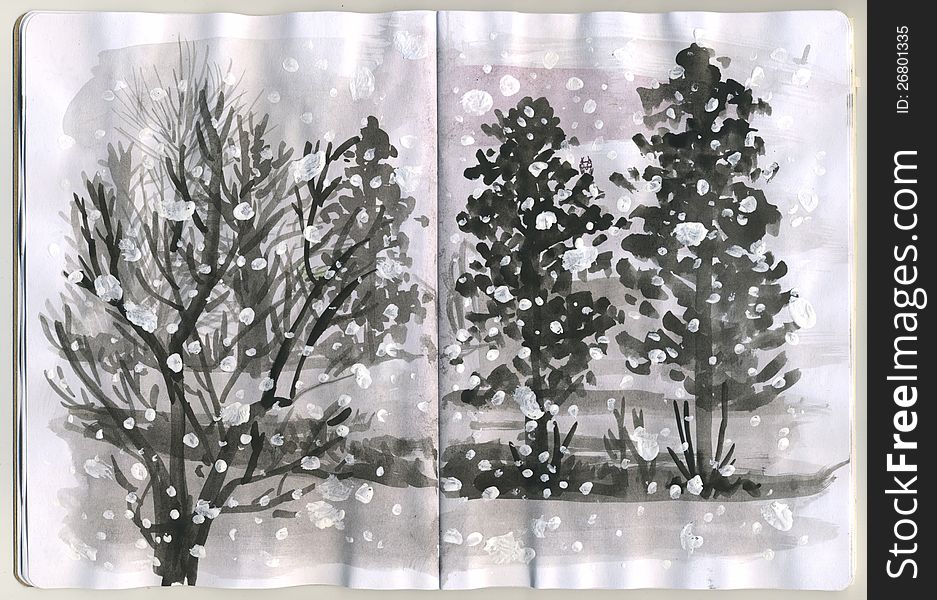 Painted Sketchbook - Winter