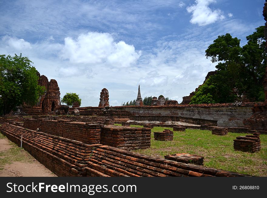 Ruin temple Wat Maha That, Ayudthaya, Thailand. Ruin temple Wat Maha That, Ayudthaya, Thailand