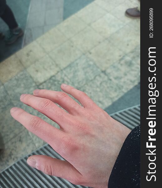 Cold Hand In Freezing Temperatures During Winter