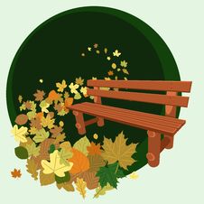 Wooden Bench And Leaves Royalty Free Stock Photos Wooden Bench And Leaves Royalty Free Stock Photos